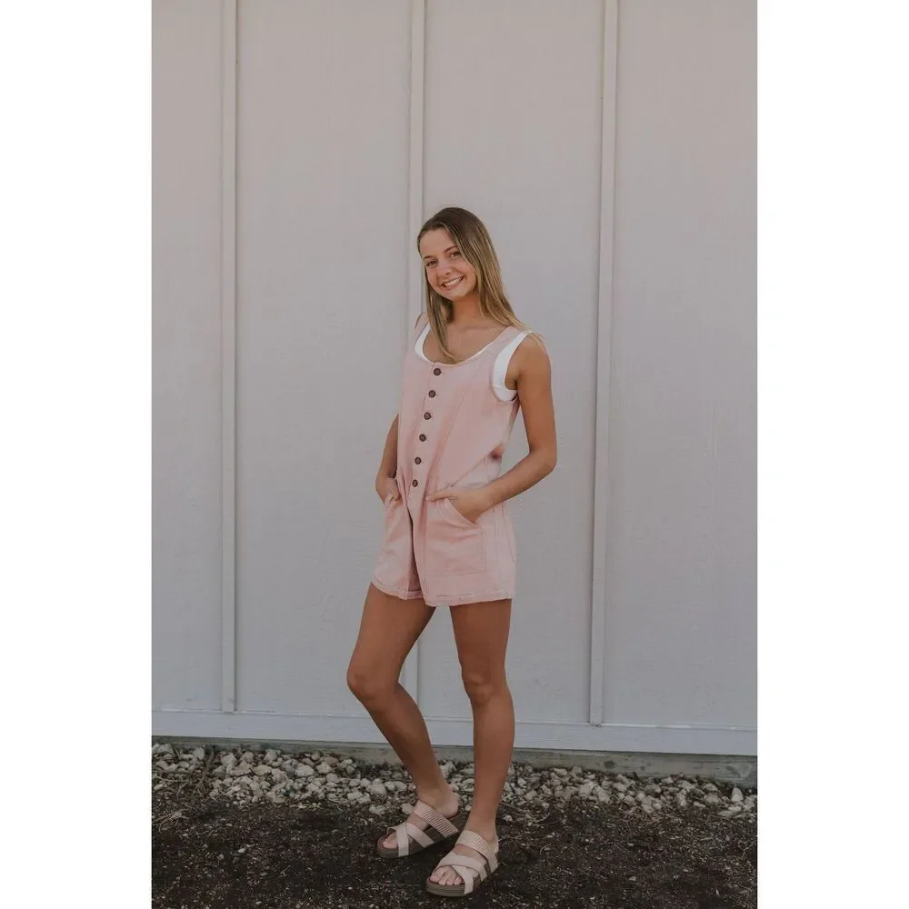 Wishlist Apparel Twill Pink Shorts Romper Jumper Preppy Spring Summer Casual